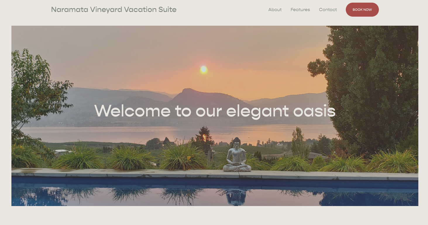 Screenshot of the Naramata Vineyard BnB website homepage Screenshot of the Naramata Vineyard BnB website homepage